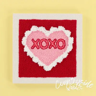 Punch Needle Embroidery Kit Hugs & Kisses 10in Frame