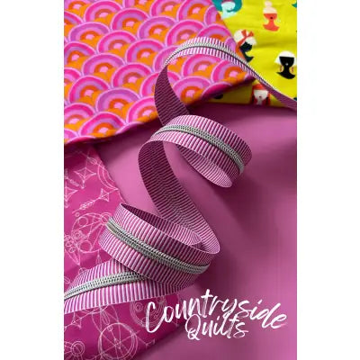 Purple Stripe Zipper Tape with Nickel Teeth