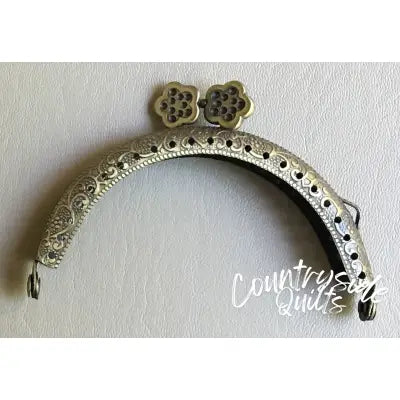 Purse Frame 3.3in L x 2.2in H With Flower Clasps Antique Gold