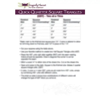 Quarter Square Triangles Learning Card