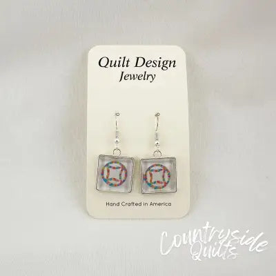 Quilt Earrings Double Wedding Ring Multi-Color