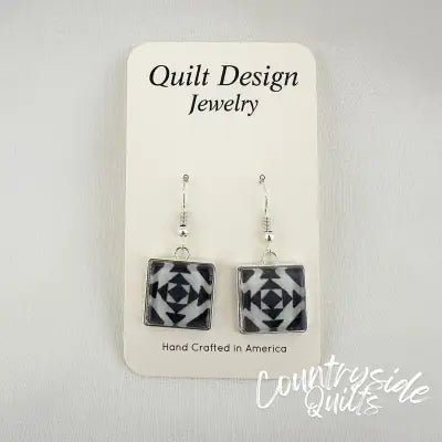 Quilt Earrings Pineapple Black