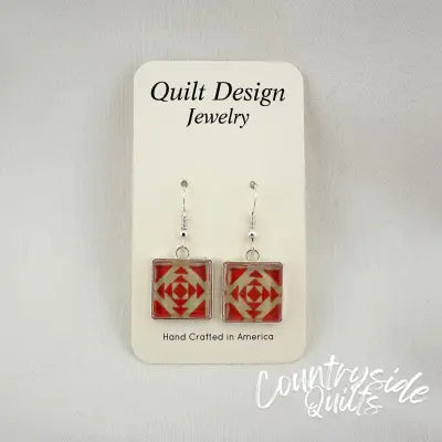 Quilt Earrings Pineapple Red
