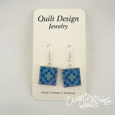 Quilt Earrings Trip Around the World Aqua