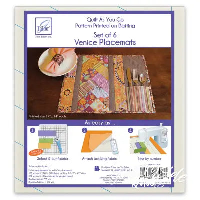 Quilt As You Go Placemat Venice Pattern