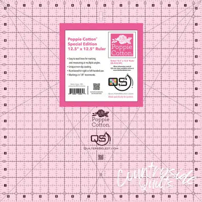 Quilter's Select Pink Poppie Cotton Non-Slip Ruler 12-1/2in x 12-1/2in