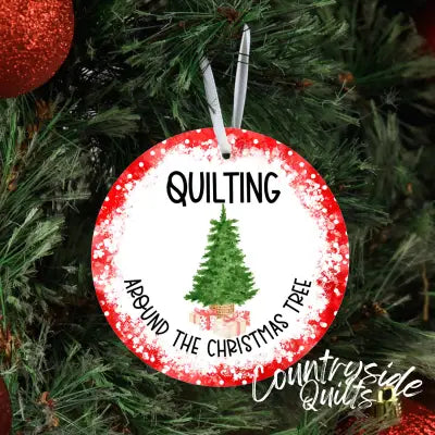 Quilting Around the Christmas Tree Metal Ornament