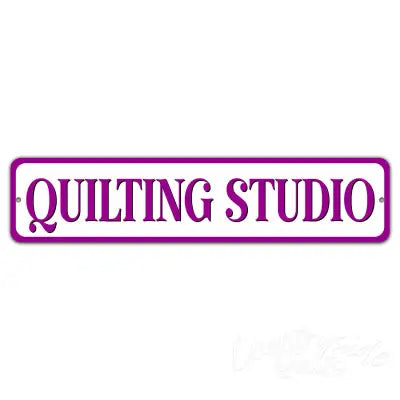 Quilting Studio Purp 4x18 Aluminum Sign