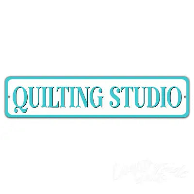 Quilting Studio Turq 4x18 Aluminum Sign
