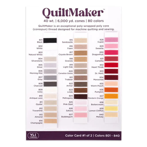 QuiltMaker Color Card No. 1 Thread 15-9-1