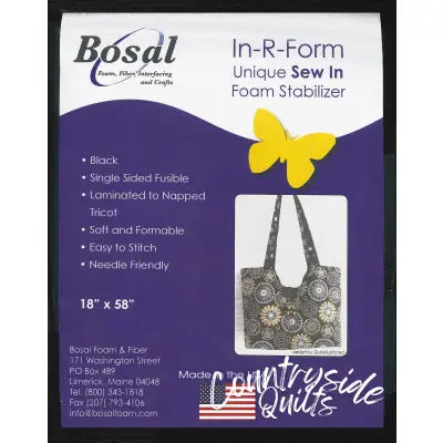 In-R-Form Single Sided Fusible Foam Stabilizer Black 58in x 18in