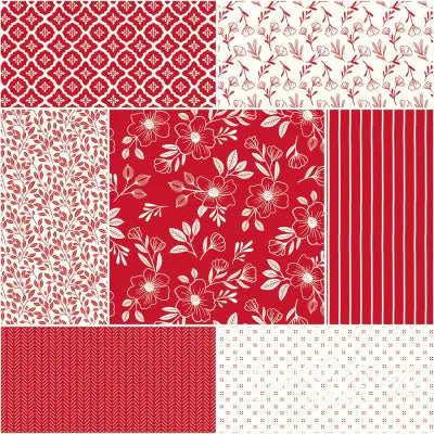 Radiant Ruby 1 Yard Bundle Schoolhouse, 7pcs