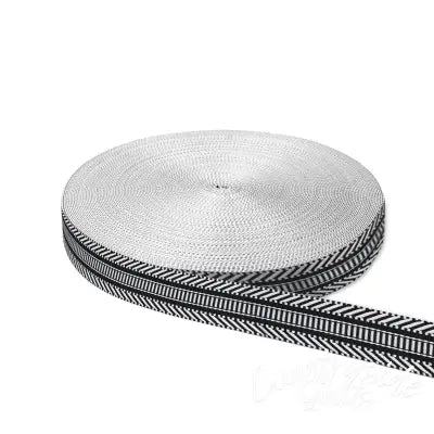 Railroad Track Black/White Webbing 1-1/2in x 50yd