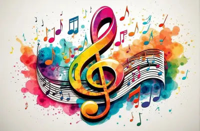 Rainbow treble clef notes 20x13.5in Panel