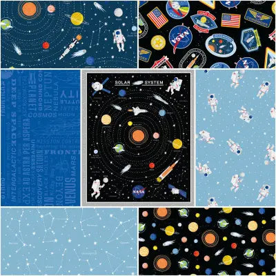 Reach for the Stars with NASA 1 Yard Bundle Navy, 7pcs