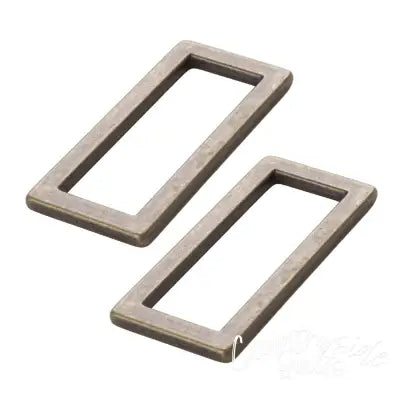 Rectangle Ring Flat 1-1/2in Antique Brass Set of Two