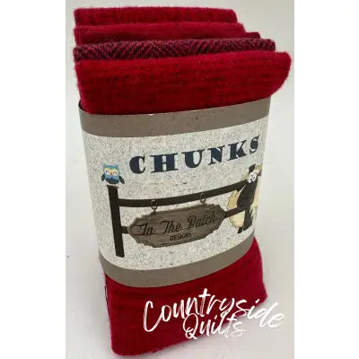 Red Wool Chunks 5pc 9in x 10in