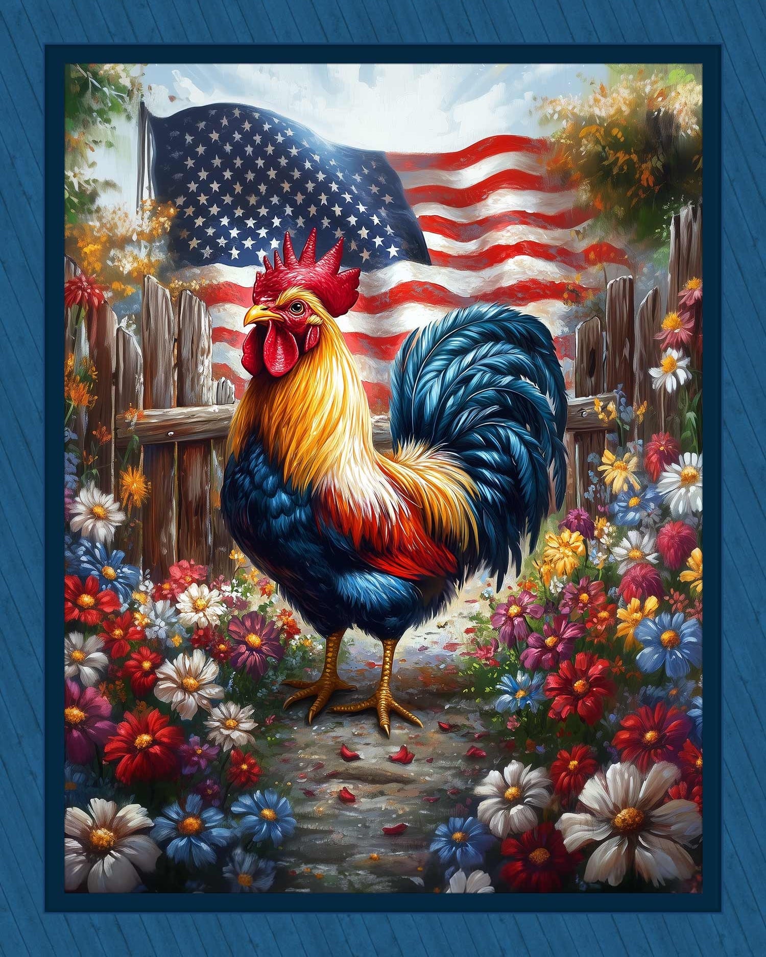 45" Red White & Rooster Panel