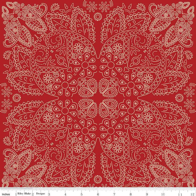 Riley Blake Designs Cowboys Bandana Barn Red 44’’