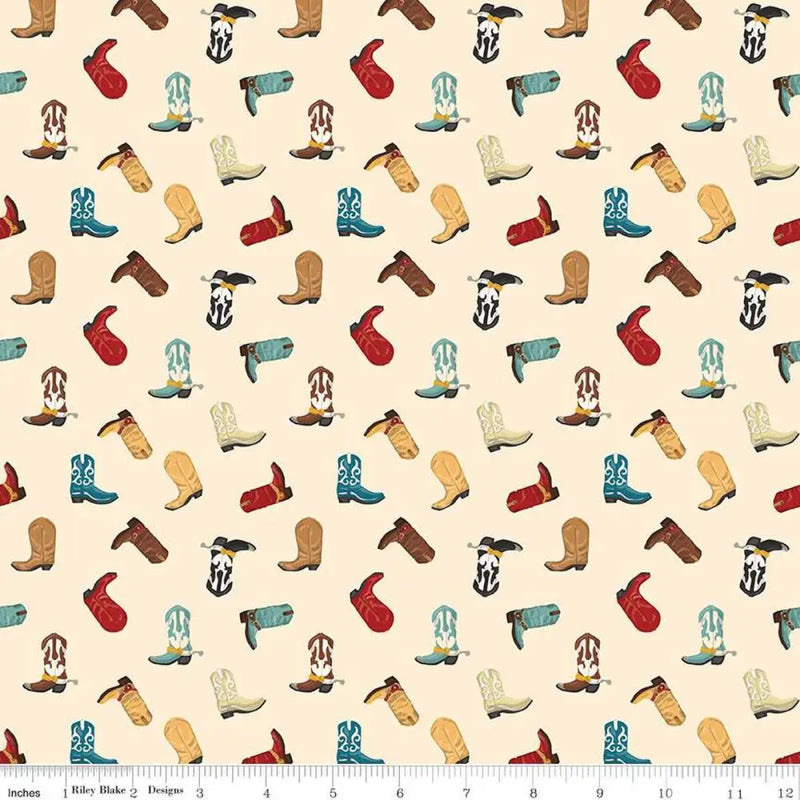Riley Blake Designs Cowboys Boots Cream 44’’ / 45’’