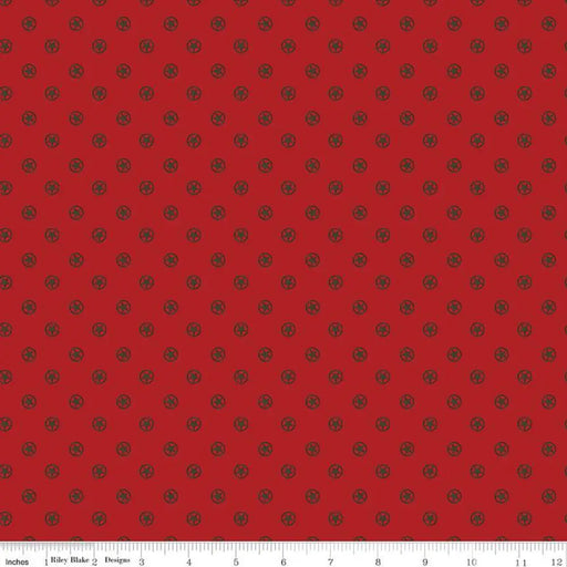 Riley Blake Designs Cowboys Circle Stars Barn Red 44’’