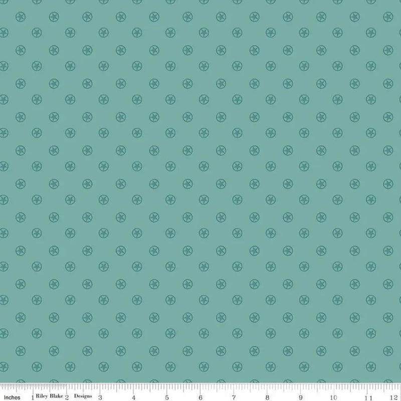 Riley Blake Designs Cowboys Circle Stars Teal 44’’
