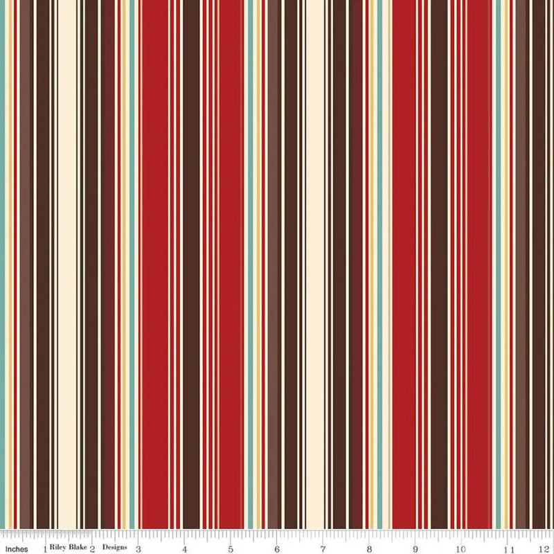 Riley Blake Designs Cowboys Stripes Barn Red 44’’