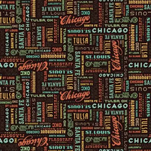 Riley Blake Designs Route 66 Words Black 44’’