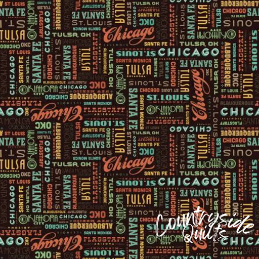 Riley Blake Designs Route 66 Words Black 44’’