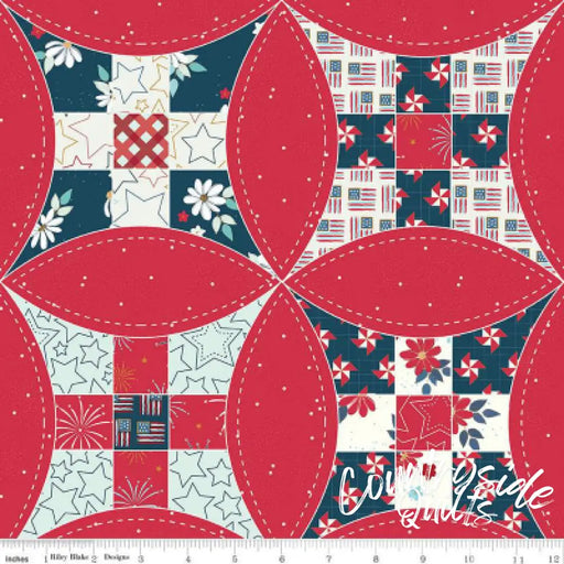 Riley Blake Designs Sweet Freedom 108 Wide Back Red