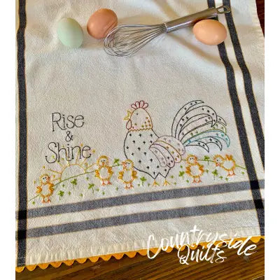Rise and Shine Embroidery Dishtowel Kit