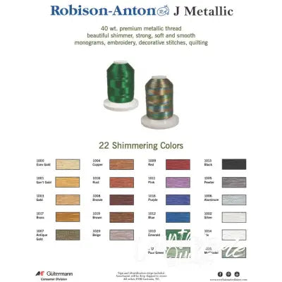 Robison Anton J Metallic Thread Color Card