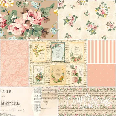 Rose & Violet's Bouquet des Fleurs 1 Yard Bundle Tan, 8pcs