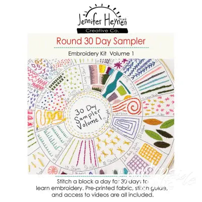 Round 30 Day Sampler Embroidery Class Volume 1