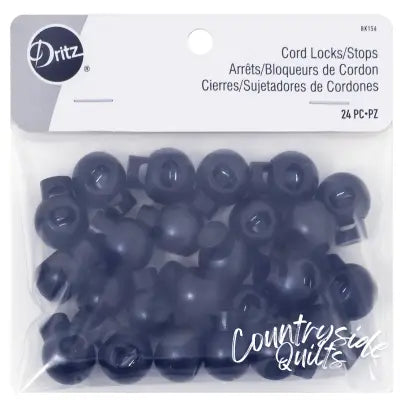 Round Cord Stops Locks Black