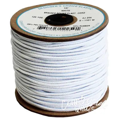 Round Elastic Cord 1/8in x 120yd White