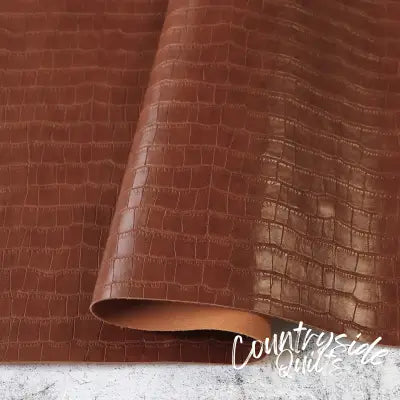 Saddle Brown Faux Crocodile Leather 1/2yds