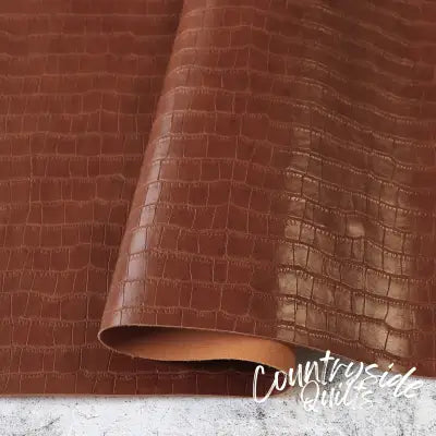 Saddle Brown Faux Crocodile Leather 5yds