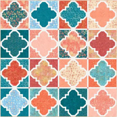 Sandy Beaches Quatrefoil Handmade Quilt Store Display