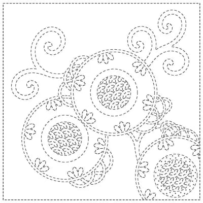 Sashiko Cloth Bracken Fern - White