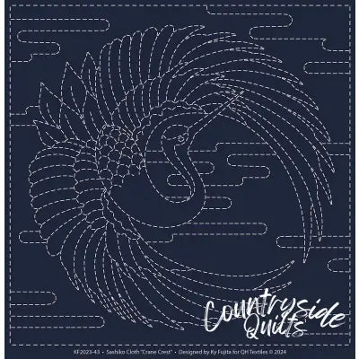 Sashiko Cloth Cane Crest Navy