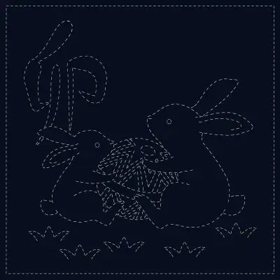 Sashiko Cloth Rabbits