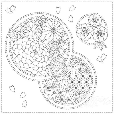 Sashiko Cloth Seasons - White