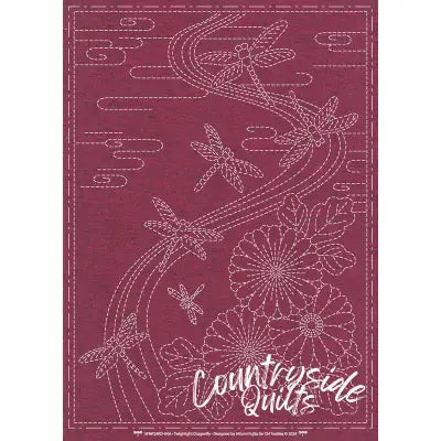 Sashiko Cloth Twilight Dragonfly Burgundy