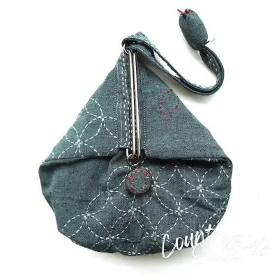 Sashiko Slide Clasp Pouch Full Kit Blue