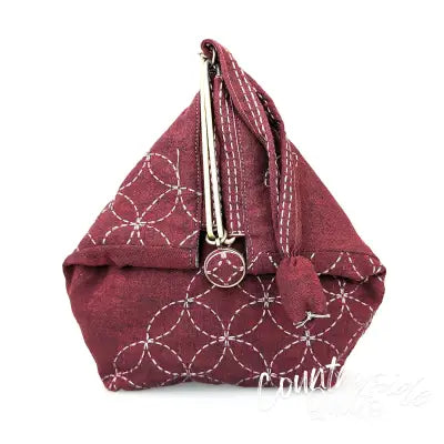 Sashiko Slide Clasp Purse Full Kit Burgundy