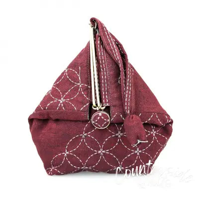 Sashiko Slide Clasp Purse Half Kit Burgundy