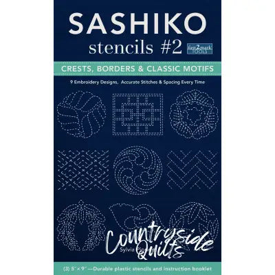 Sashiko Stencils 2 Crests Borders  Classic Motifs