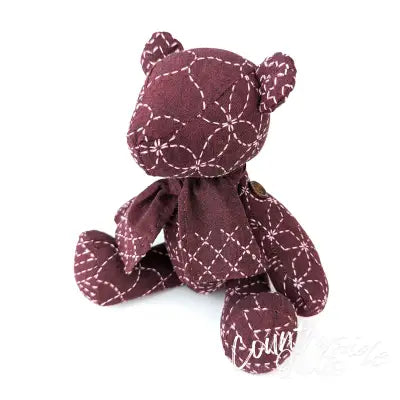 Sashiko Teddy Bear Burgundy