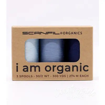 Scanfil Organic Cotton 30wt 3 Spool Thread Set Denim Blues